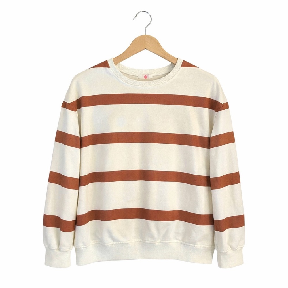 Apple Boulevard Brown & White Stripe Sweatshirt